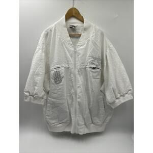 Miskeen Diamond STOP sign Full Zip Jacket Short Sleeve Men’s Size 3XL 100% Linen